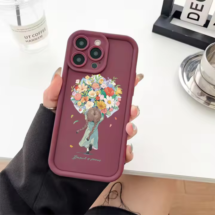 Funda de teléfono suave de silicona con diseño de flores pequeñas para iPhone16 iPhone 15 12 14 13 11 PROMAX PLUS XR XS MAX cubierta protectora creativa que absorbe los golpes - 1