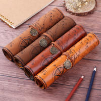 Retro Treasure Map PU Leather Pencil Case - Big Capacity for Makeup, Brushes, and School Supplies - details 6