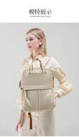 Mochila para ordenador portátil de 14 pulgadas, bolso portátil femenino de gran capacidad, moda de lujo, Color caqui, tela Oxford, bolsas de viaje de negocios para mujer, impermeables - details 16