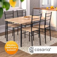 Juego de comedor con mesa y 4 sillas (5 piezas) Muebles de cocina Leo de madera completa, 110x68cm, estilo industrial - details 8