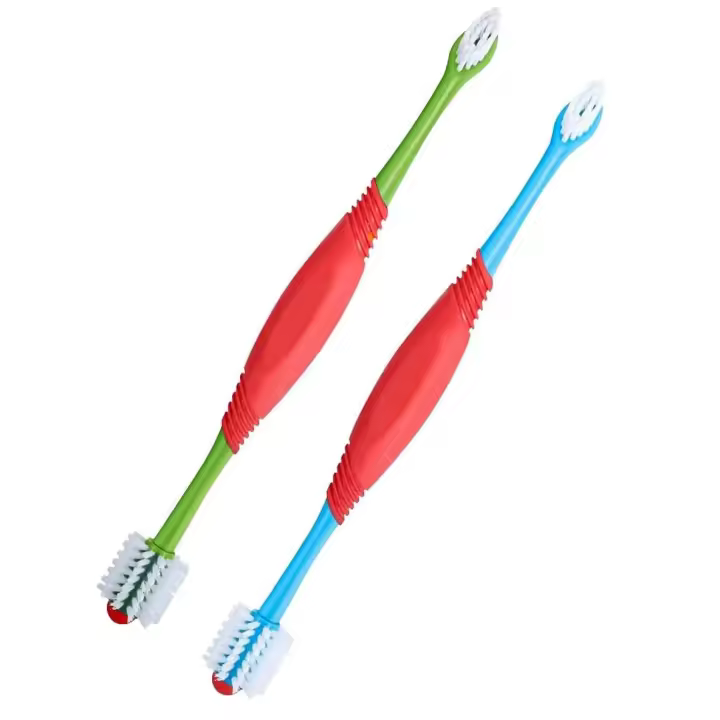 2 cepillos de dientes para perros, cepillo de dientes para perros de 360 ​​grados, cepillo de dientes para perros de doble cabezal, suministros de limpieza de dientes para mascotas para perros pequeños, medianos y grandes, gatos - 1
