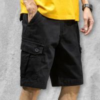 Pantalones cortos de verano con múltiples bolsillos y botones, pantalones cortos rectos Cargo de color sólido de tiro medio, ropa de calle - details 3