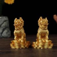Estatua de la bestia del Dios Qilin, Fengshui Kylin Chi-lin Qilin de cobre chino, para decoración del hogar, 1 par - details 4