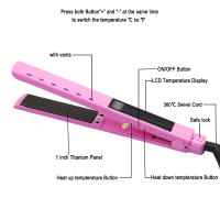 Plancha de pelo de hierro plano de titanio, rizador con pantalla LCD Digital, temperatura ajustable, planchas para el cabello lisseur - details 3