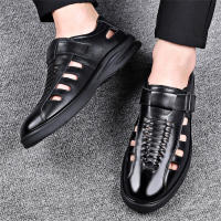 Sandalias de verano para hombre, nuevas, huecas, para playa, de piel suave y transpirable, con velcro. - details 14