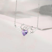Collar de diseño con alas de plata, combinación de corazón para cumpleaños, regalo de San Valentín - details 3