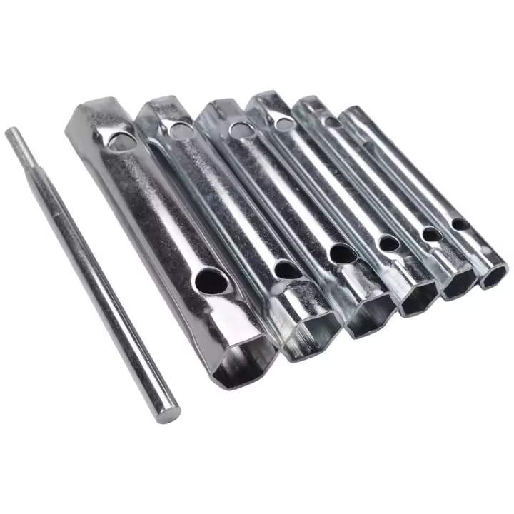 Juego de llaves tubulares métricas, barra de tubo, llave de bujía de acero de doble extremo para reparación de plomada automotriz, 8-19mm, 6 unidades - 1