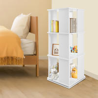 Estante de Libros Giratorio de 3 Niveles Organizador de Almacenamiento de Libros con Giratorio de 360° Estante de Libros Soporte de Piso Blanco - details 2