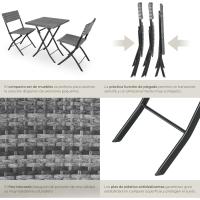 Muebles de jardín resistentes a la intemperie, 2 sillas y 1 mesa, con tapas de plástico. - details 4