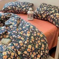 Juego de Ropa de Cama Estilo Coreano para Niños y Niñas Tamaño Twin Queen Funda de Edredón Sábana Plana y Funda de Almohada Moda Hogar Textil para Adultos y Niños - details 1