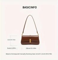 Bolso baguette elegante para mujer - Bolso bandolera desmontable elegante con cierre en tono dorado, marrón/negro, versátil para uso diario, accesorio elegante, artesanía de alta calidad - details 14