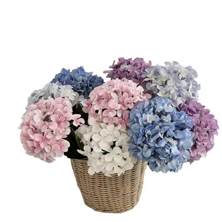 Ramo de novia de hortensia Artificial de 60CM, decoración del hogar DIY, arreglo floral de flores artificiales, ramo de flores de hortensia de seda - 1