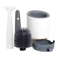Escobilla de baño, mango recargable que dispensa limpiador de inodoro de Gel, soporte ventilado para almacenamiento sanitario-escobilla de baño - details 1