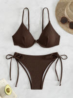 Nuevo traje de baño sexy con espalda descubierta y soporte de acero dividido de Yiyong, bikini con cordones de color sólido para mujer - details 0