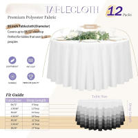 Mantel redondo blanco de 12 piezas, mantel redondo de 90 pulgadas de poliéster, manteles blancos para mesas redondas, resistente al agua y a las manchas - details 1