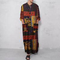 Ropa Árabe Para Hombres Kaftán Islámico De Algodón Con Rayas Traje Dubai Abaya Retro De Verano Y Otoño Estilo Casual - details 20