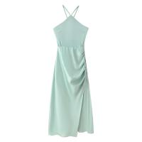 Vestido de Tirantes Ouwu para Mujer Espalda Abierta, Cuello Colgante, Textura de Seda - details 2