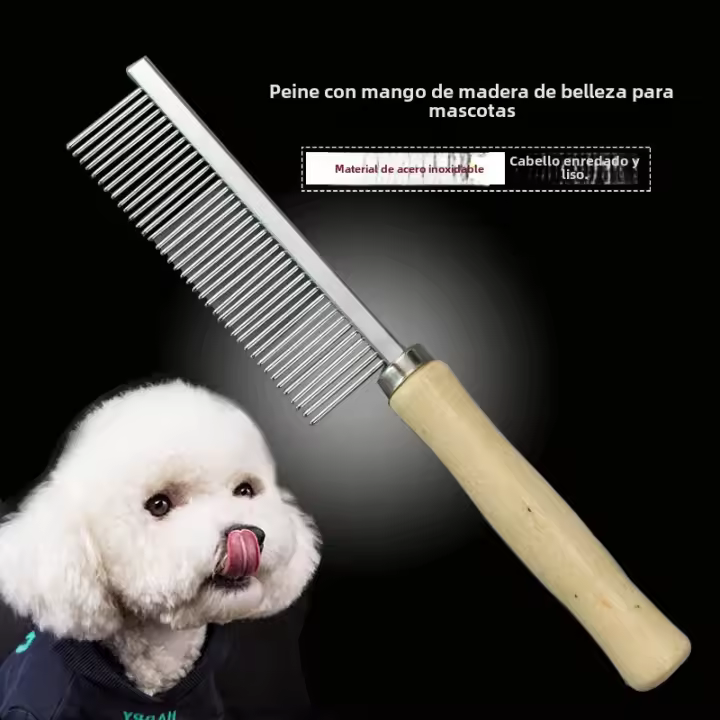 Peine de aguja con mango de madera para mascotas popular, artefacto de limpieza y aseo para perros, peine para mascotas - 1