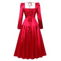 Elegante Vestido de Medio Talla Retro de Hepburn Manga Larga, Elegante para Fiestas y Banquetes - details 7