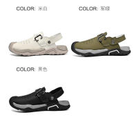 Verano dos usan zapatillas de playa, sandalias deportivas al aire libre y zapatos de montañismo. - details 5