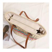 Bolsos de paja para mujer, bandoleras a rayas de arcoíris, gran capacidad, para vacaciones en la playa, Vintage, verano, 2025 - details 4