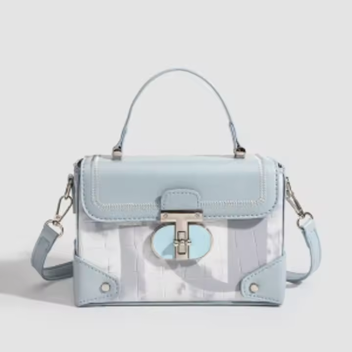 Bolso cuadrado pequeño de alta calidad, bolso de mujer informal con estampado de cocodrilo, multifuncional, en contraste - 1