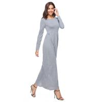 Vestido de primavera 2025 para mujer, estilo europeo y americano, talla grande, cintura alta, manga larga, color sólido, estilo swing. - details 6