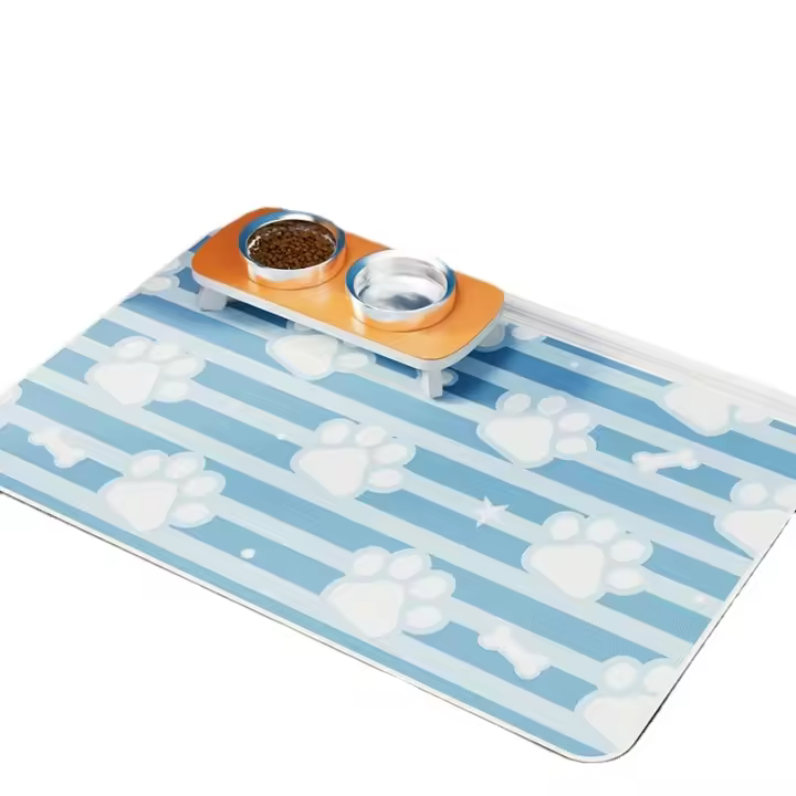 Alfombrilla antideslizante para alimentación de mascotas, tapete absorbente a prueba de fugas para comida y cuenco de agua, fácil de limpiar, 1 unidad - 1