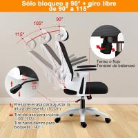 Silla de Oficina Ergonómica con Soporte Lumbar, Función Basculante, Reposacabezas Ajustable, Reposabrazos y Altura Ajustables, Asiento de Malla Transpirable, Silla Giratoria para Ordenador - details 19