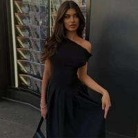 OUWU- Vestido de manga larga para mujer, elegante color sólido con abertura frontal, de moda para primavera y verano 2024 - details 30