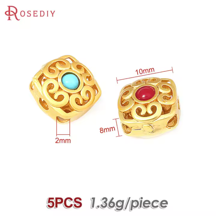 Pulseras de Abalorios Nepaleses Vintage 5PCS Matte Dorado Accesorios de Alta Calidad Rosediy - 1