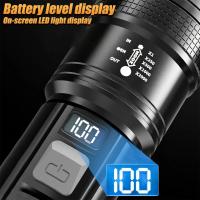 100000     Linterna LED superbrillante de largo alcance, linterna táctica para exteriores, resistente al agua, linterna para acampar - details 1