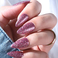 24pcs Uñas Postizas De Almendra Con Gel Colorido Adhesivo Detachable Y Reutilizable Con Herramienta De Empuñadura Para Mujeres Y Niñas - details 24