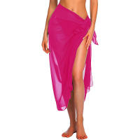 Falda larga y corta para mujer, traje de baño de Sarong, pareo de Bikini de verano, bufanda transparente - details 12