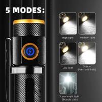 Linterna LED P50 de Alto Brillo Portátil, Impermeable, Carga Recargable por USB, Luz Blanca de 1410lm para el Hogar y al Aire Libre - details 2
