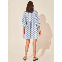 Vestido corto de vacaciones de playa de rayón informal suelto con lazo floral para mujer de moda de verano - details 152