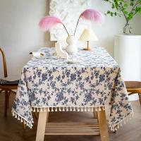 Sábanas verdes con manteles circulares estampados, manteles bohemios de lino y algodón con borlas para cocina, comedor y Navidad - details 18