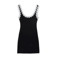 TRAFZA-vestido ajustado sexi de verano para mujer, vestido liso con cuello cuadrado, sin mangas, Espalda descubierta, decoración floral, vestidos de moda para mujer en 2 colores - details 5