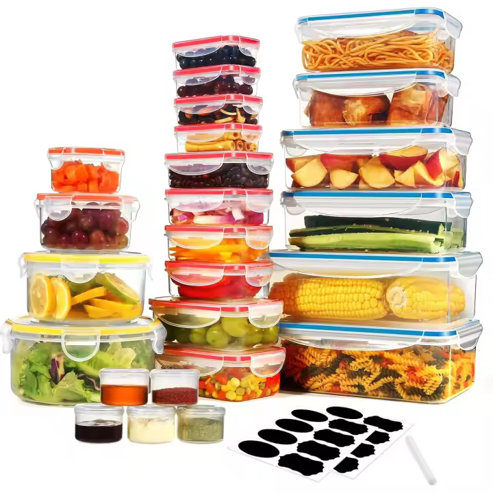 YASHE Recipientes de plástico herméticos para alimentos, juego de 50 piezas, recipientes de cocina con tapa, sin BPA, 100% a prueba de fugas, reutilizables y lavables en el lavavajillas - 1