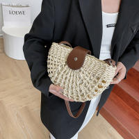 Bolso de paja para mujer, bandolera semicircular hecha a mano de ratán, bolso de mano para viaje y playa - details 10