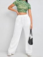 Pantalones de Manga Ancha de Alta Cintura para Mujer Primavera Otoño Pantalones Sueltos de Calidad con Cordón - details 16