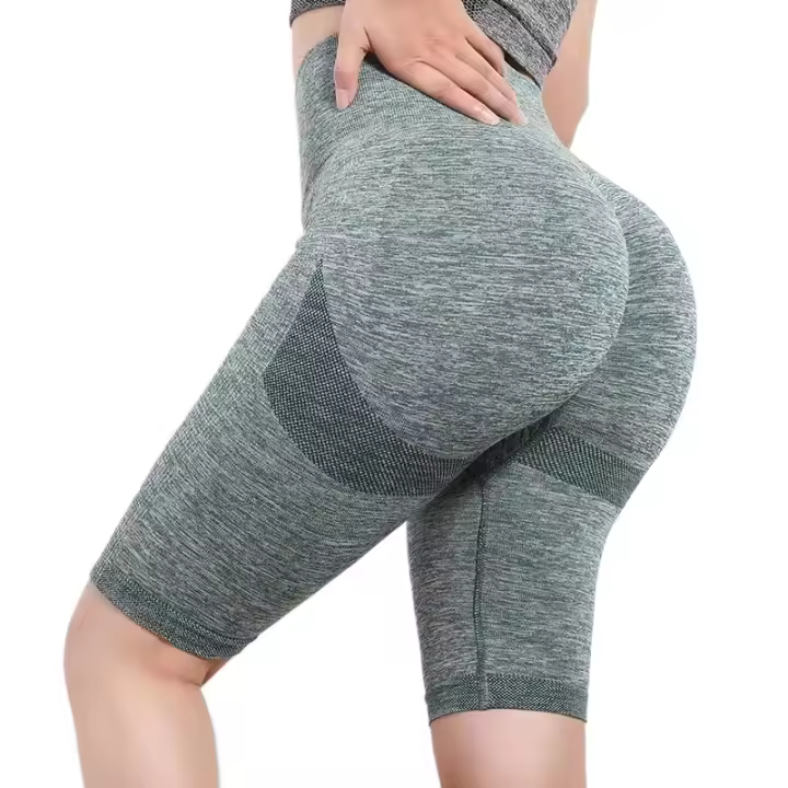 Pantalones cortos deportivos de cintura alta para mujer, mallas Push Up de nailon suave para Fitness, correr, entrenamiento, gimnasio - 1