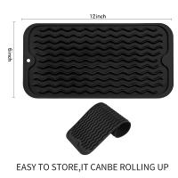 Alfombrilla de silicona para secar platos de varios usos, fácil de limpiar, ecológica, resistente al calor, para encimera de cocina, fregadero, Bar, botella o taza, color negro, S, 12 pulgadas x 6 pulgadas - details 0