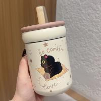 Botella de agua térmica duradera de 500ML con asa, taza de vacío de acero inoxidable 316, tapa de gato de dibujos animados, taza de té de paja para niños y niñas - details 0