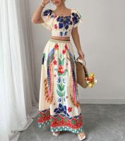 Conjunto Bohemio para Mujer 2025 Blusa y Falda Larga Estampada Estilo Vacaciones - details 5