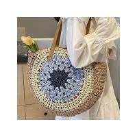 Cuerda De Papel Color Hueco Bolsa De Paja De Disco Grande Bolsa De Playa Casual Bolsa Tejida De Moda De Hombro Bolsa De Mujer - details 5