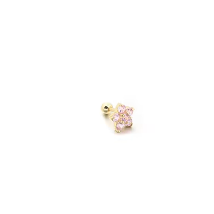 Pendiente de tuerca de cristal para cartílago, Piercing de oreja Tragus Helix, parte superior, Labret, joyería para el cuerpo, Flor de Oro rosa, nuevo, 2 piezas, 2023 - 1