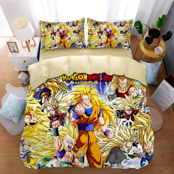 Juego de Ropa de Cama de Super Saiyan Dibujos Animados para Niños, Adolescentes - 1