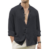 Camisas de Playa para Hombres Algodón Lino de Color Sólido Estilo Casual Suelto - details 8
