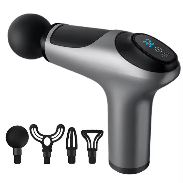 Pistola de masaje de impacto de tejido profundo, masajeador muscular eléctrico para aliviar el dolor, con 4 cabezales de masaje, 6 velocidades ajustables, adecuado para atletas profesionales, gimnasio en casa, un regalo relajante para papá / mamá, regalo - 1